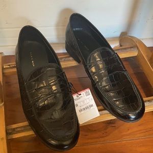 Faux croc black penny loafers men’s size 6; 39